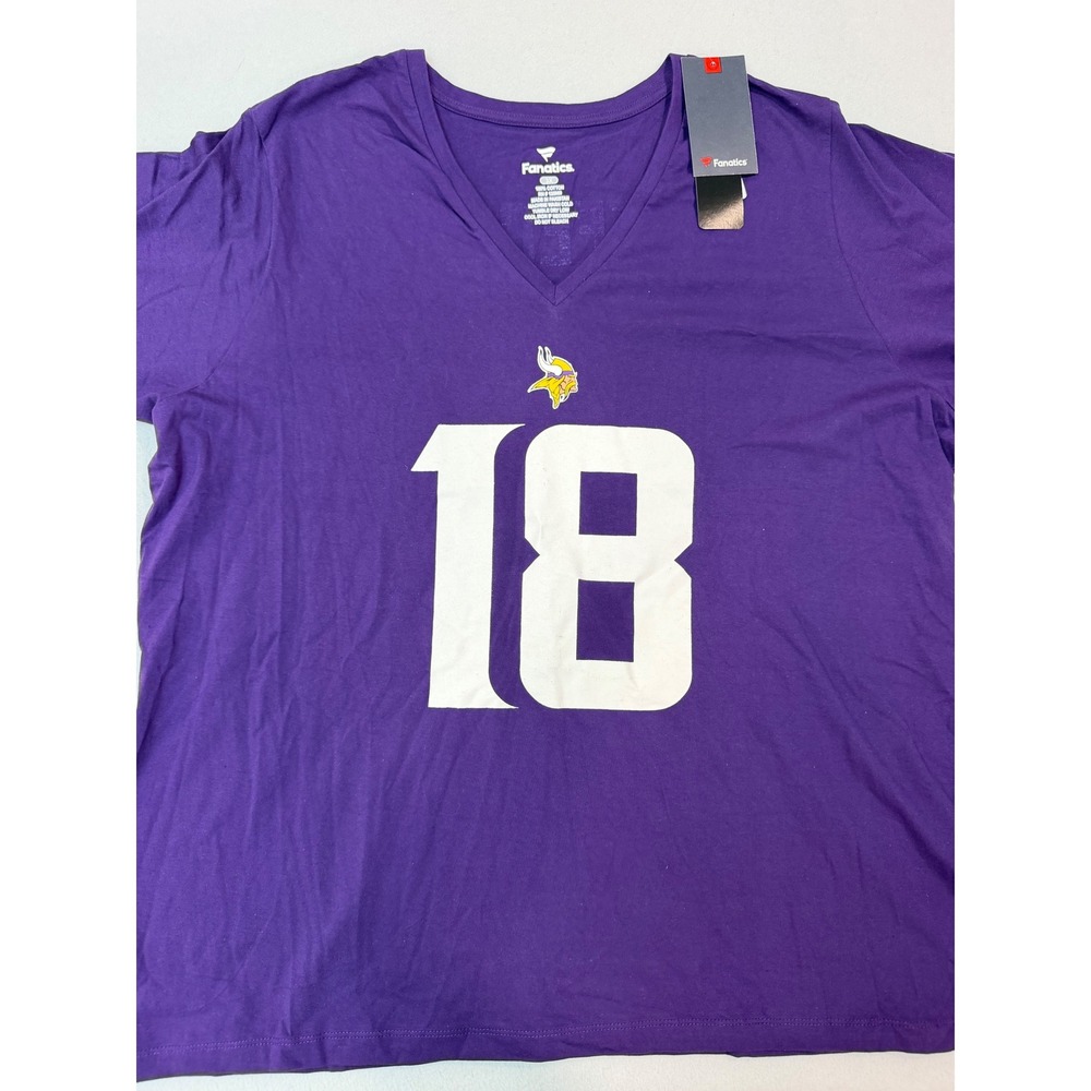 Fanatics Minnesota Vikings Justin Jefferson 18 V-Neck T-Shirt Womens 3X Purple